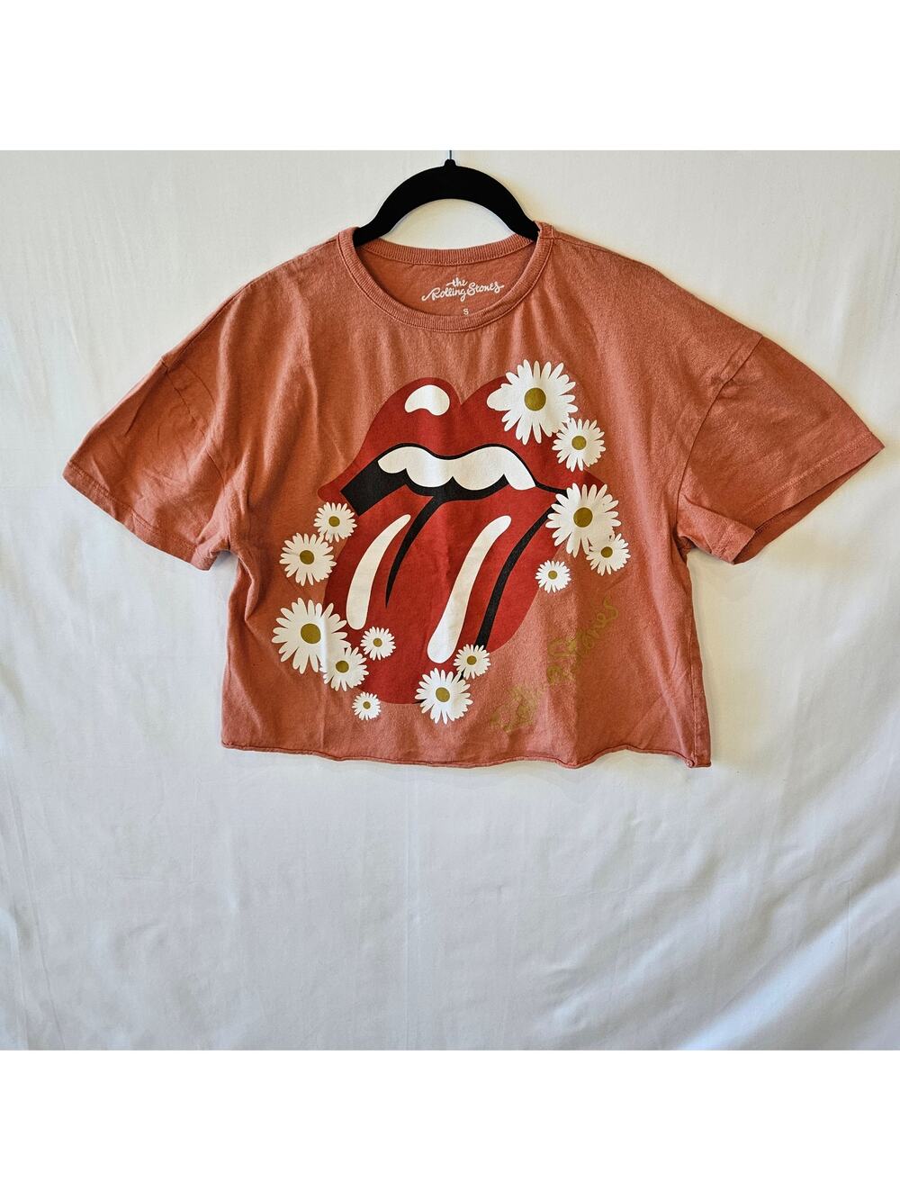 The Rolling Stones Cropped Music Band Shirt Orange Size Small